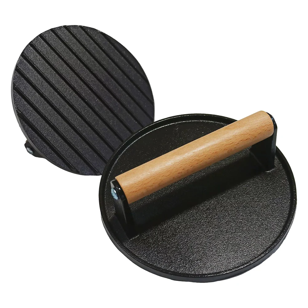 Cast Iron Steak Burger Press Heavy Duty Smash Burgers Grills Bacon Meat Press Tool Quick & Even Searing For Steaks & Chops