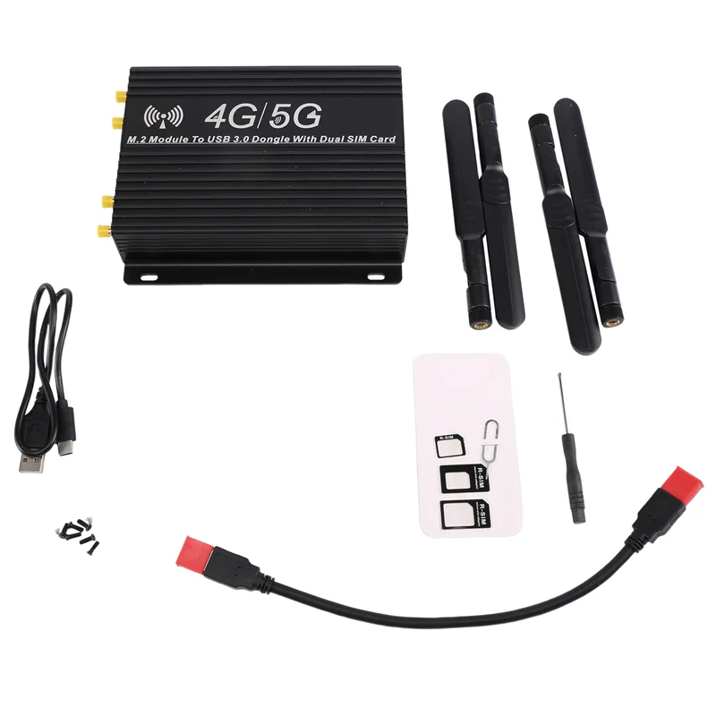 وحدة عملية-NGFF(M.2) 4G/5G إلى محول USB 3.0 مع مروحة تبريد/فتحة بطاقة SIM المزدوجة والطاقة المساعدة #3