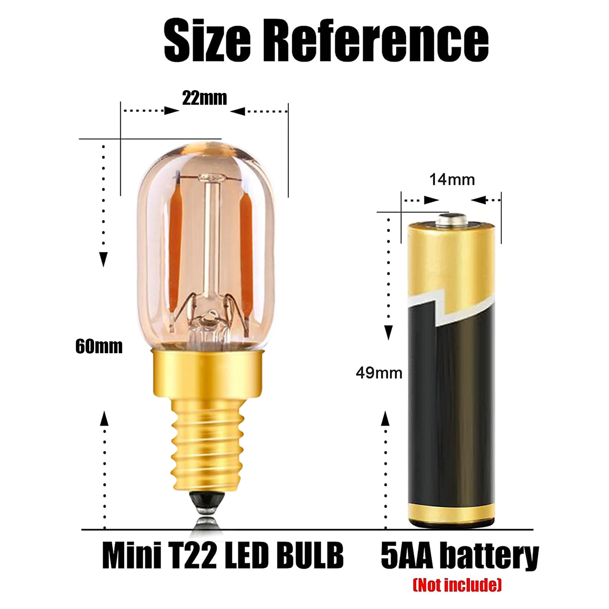 DC12V-24V Low Voltage Led Light Bulbs E12 E14 Candelabra Base Bombilla Gold Tint 1W T22 Tubular Bulb For Solar Battery Ligthing