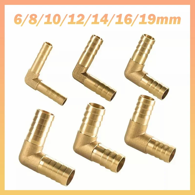 1 ~ 10Pcs 6/8/10/12/14/16/19mm 황동 90도 파이프 피팅 L 직각 팔꿈치 황동 바브 커넥터 연료 호스 조이너