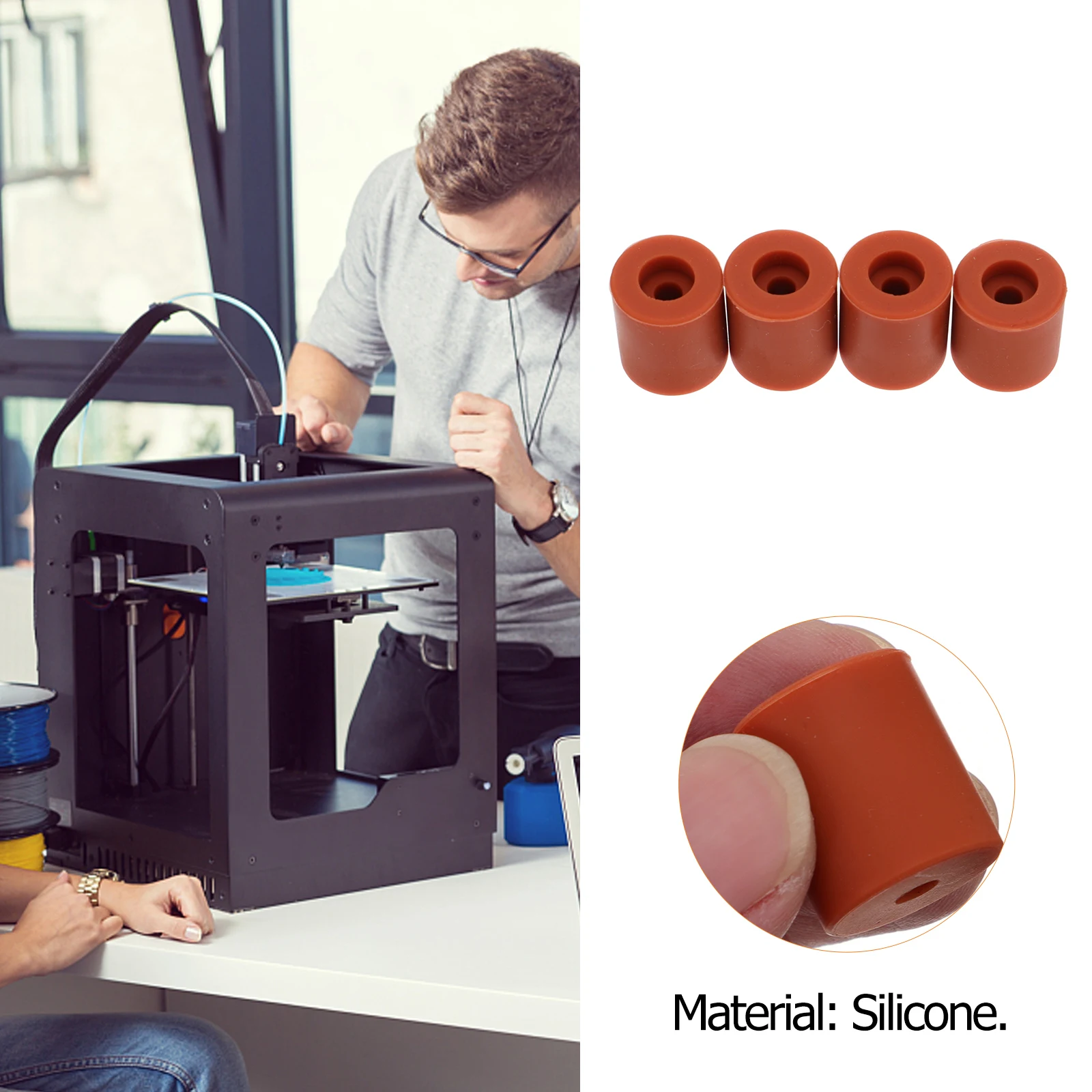 4Pcs Hot Bed Leveling Column Premium Silicone Material Vibration Dampening 3D Printer Parts for Stable