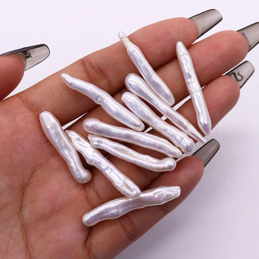 Natural Freshwater Pearl Loose Beads Baroque Non-hole Toothpick Shape Pearl Bead for DIY Necklace Bracelet Jewelry Accessories