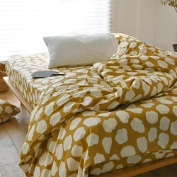 100% Cotton Spring Autumn Bedding Duvet Cover 1.2m 1.5m 1.8m 2.0m Student Dormitory Home Use Bedroom Pillowcase Fitted Sheet
