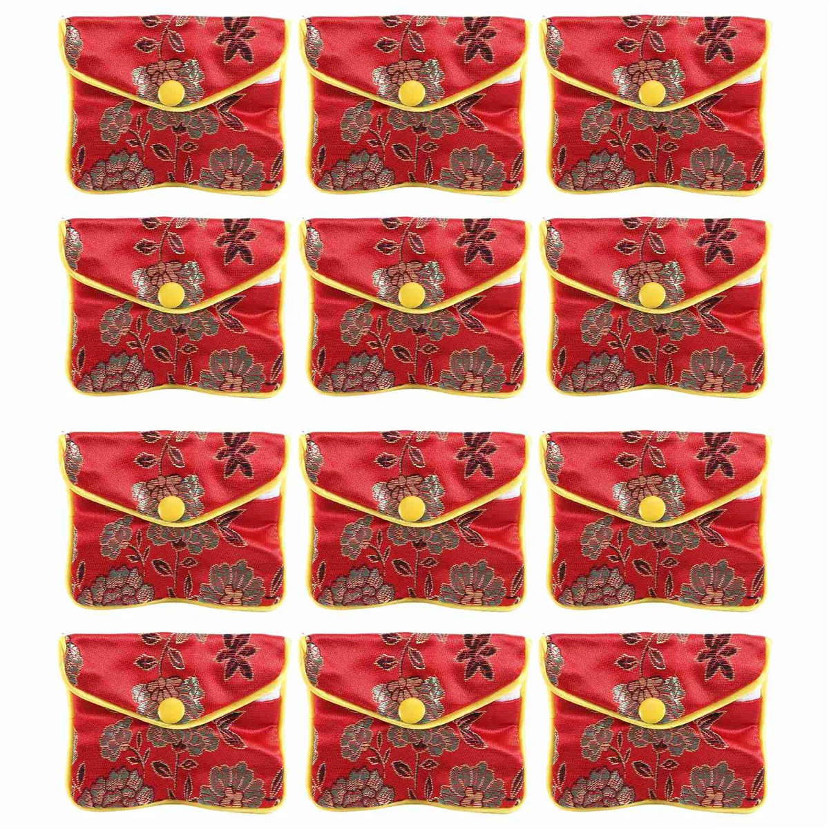 

ABQR 12 In 1 Small Jewelry Box Jewelry Red Jewelry Bag Embroidered Silk Cloth Bag Coin Purse