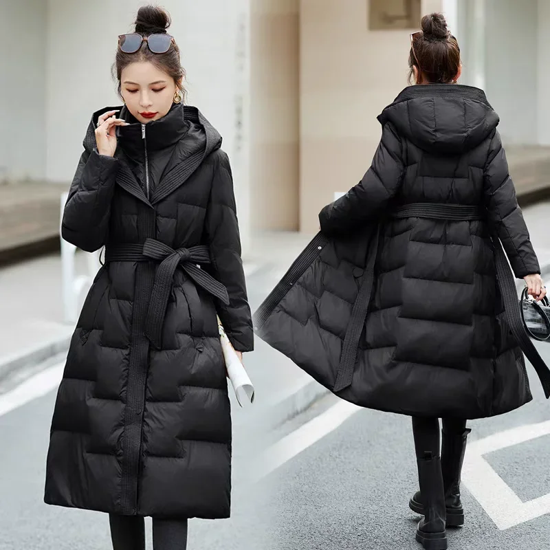 Wintertime New Style Long Pattern Waist in Fashion Coat Look Slimmer Thickening Type Cotton-padded Clothes Down Padded Jacket