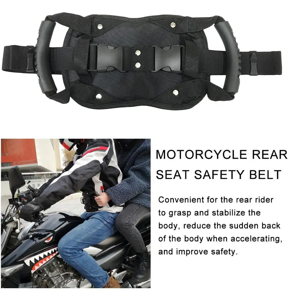 

Durable Motorcycle Belt ATV Grip Strap Armrest Back Seat Black