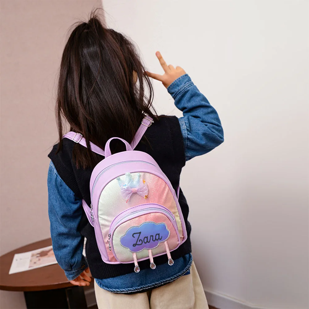 

New Children's School Bag Kindergarten Baby Girl Cute Bow Backpack Embroidered Personalized Customized High Beauty Soft Cute Bag