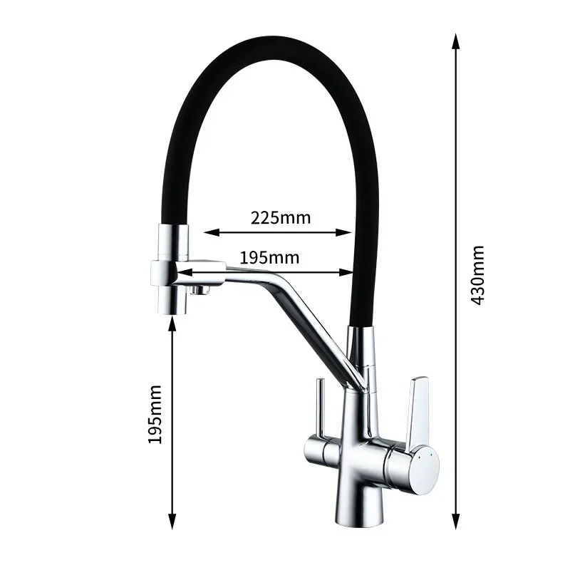 Bateria kuchenna ciepła i zimna woda, bezpośredni dopływ wody do picia, obrotowa bateria z podwójną głowicą.