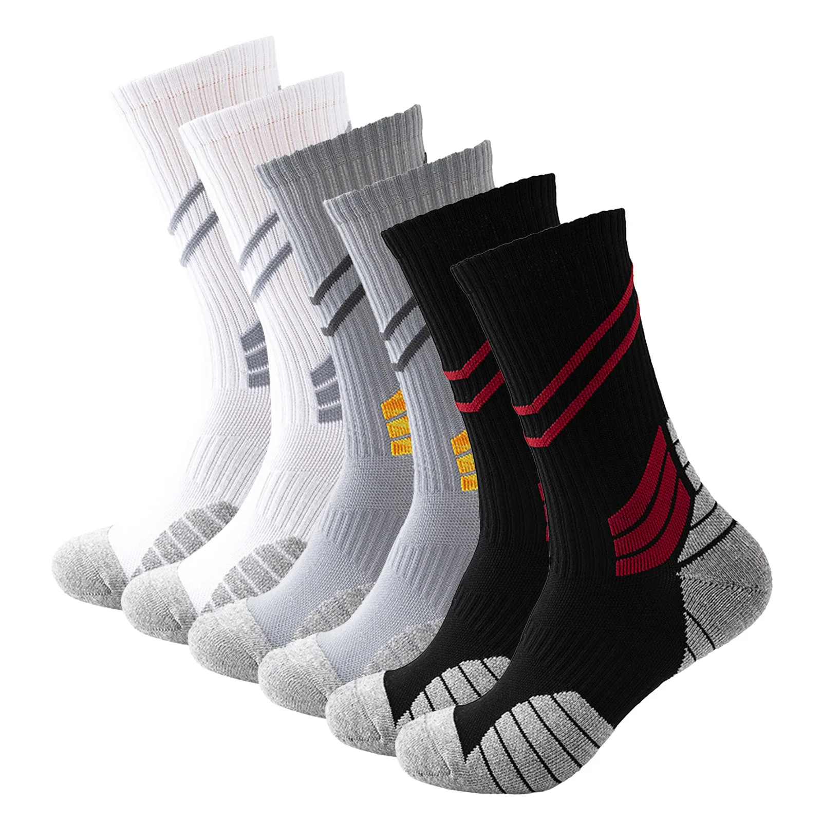 6 Pairs Men High Quality Cotton Socks Autumn And Winter Thickened Warm Comfortable Breathable Outdoor Sports Basketball Socks