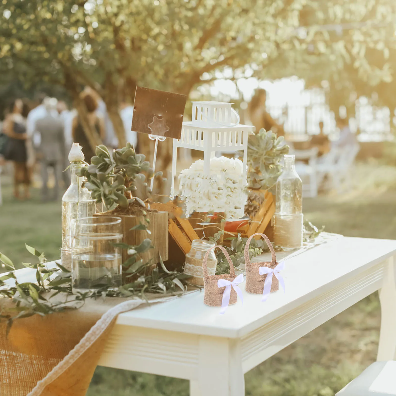 

4Pcs Linen Baskets Wedding Ceremony Romantic Enchantment Candy Storage Bag -248- Linen Baskets Wedding Flowers Basket