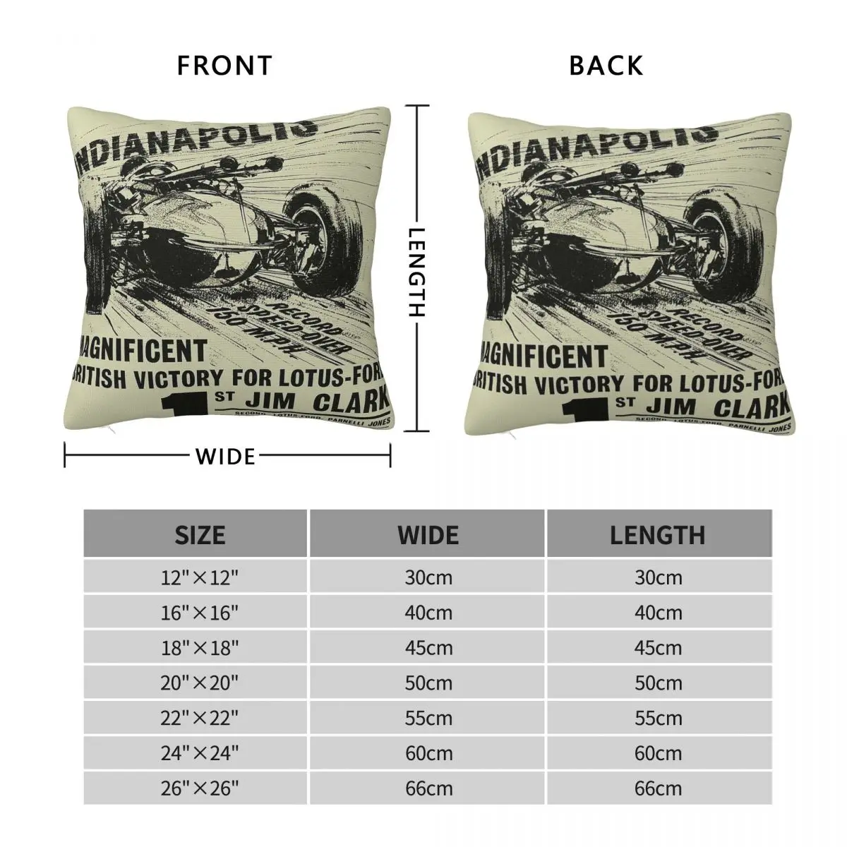 Indianapolis 500 Jim Clark Pillowcase Polyester Linen Velvet Creative Zip Decor Home Cushion Cover