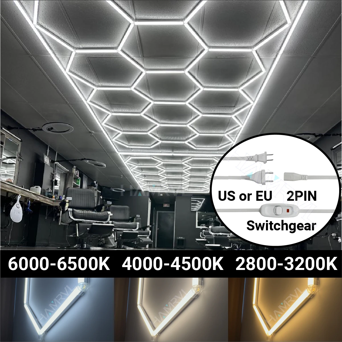 

Hexagon LED Ceiling Light 3Color Dimmable Panel for Barber Shop Garage Workshop Auto Repair Salon Commercial Lighting customized