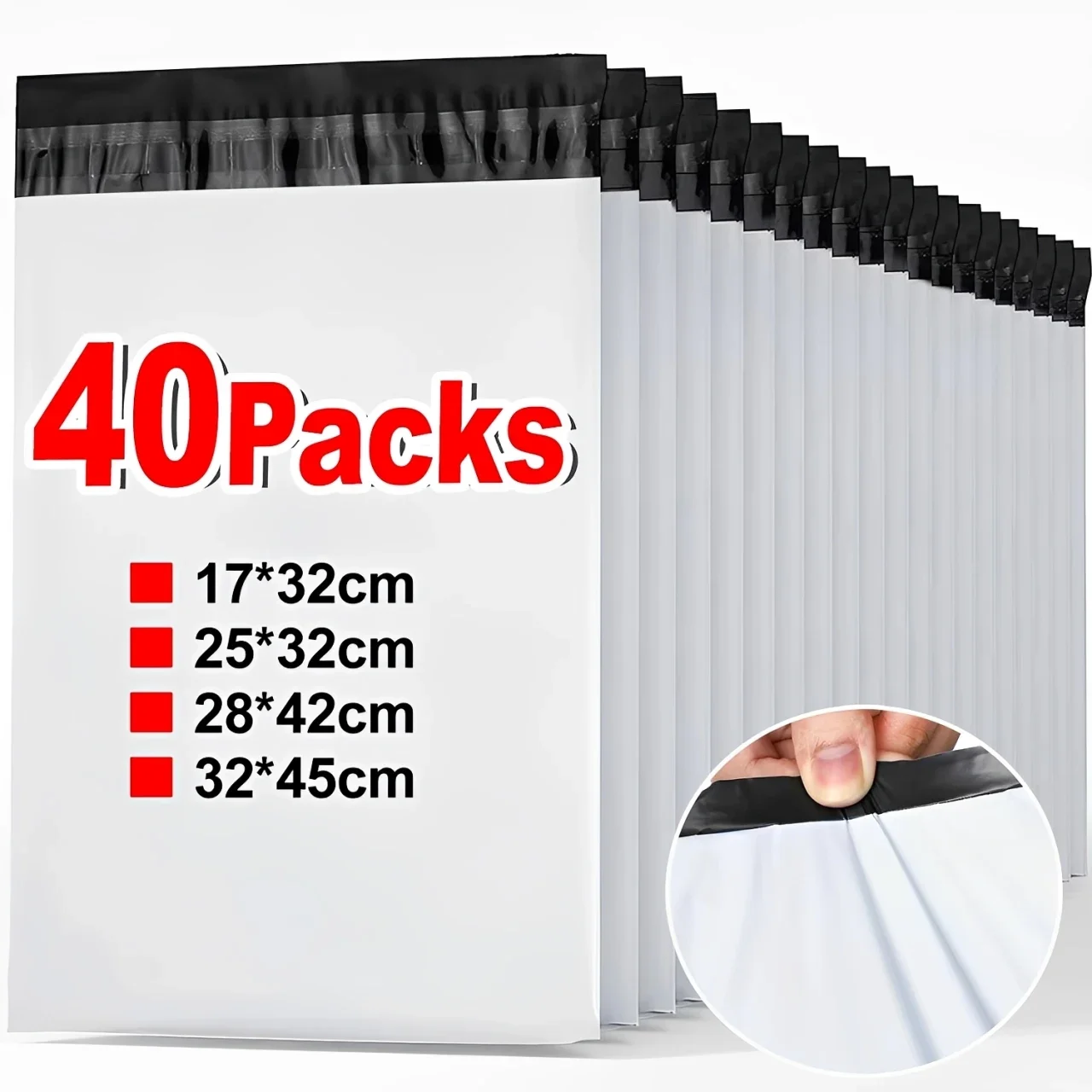 10-40er-Pack Business-Polyversandtaschen, selbstklebende Versandumschläge, reißfeste, wasserdichte Polybeutel für Verpackung und Versand. – Detail 3