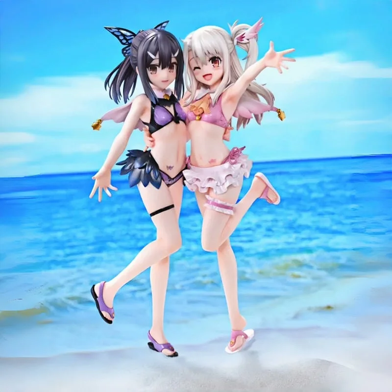 

Hot Genuine Illyasviel Von Einzbern And Miyu Edelfelt Swimsuit Ver. Anime Action Figure Collectible Model Desktop Ornaments Gift