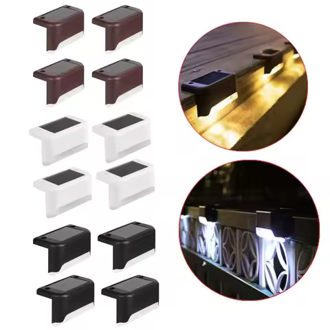 4pack Solar Deck Lights Outdoor Step Lights Waterproof Led Solar Lights for Railing Stairs Step Fence Yard Patio and Pathway