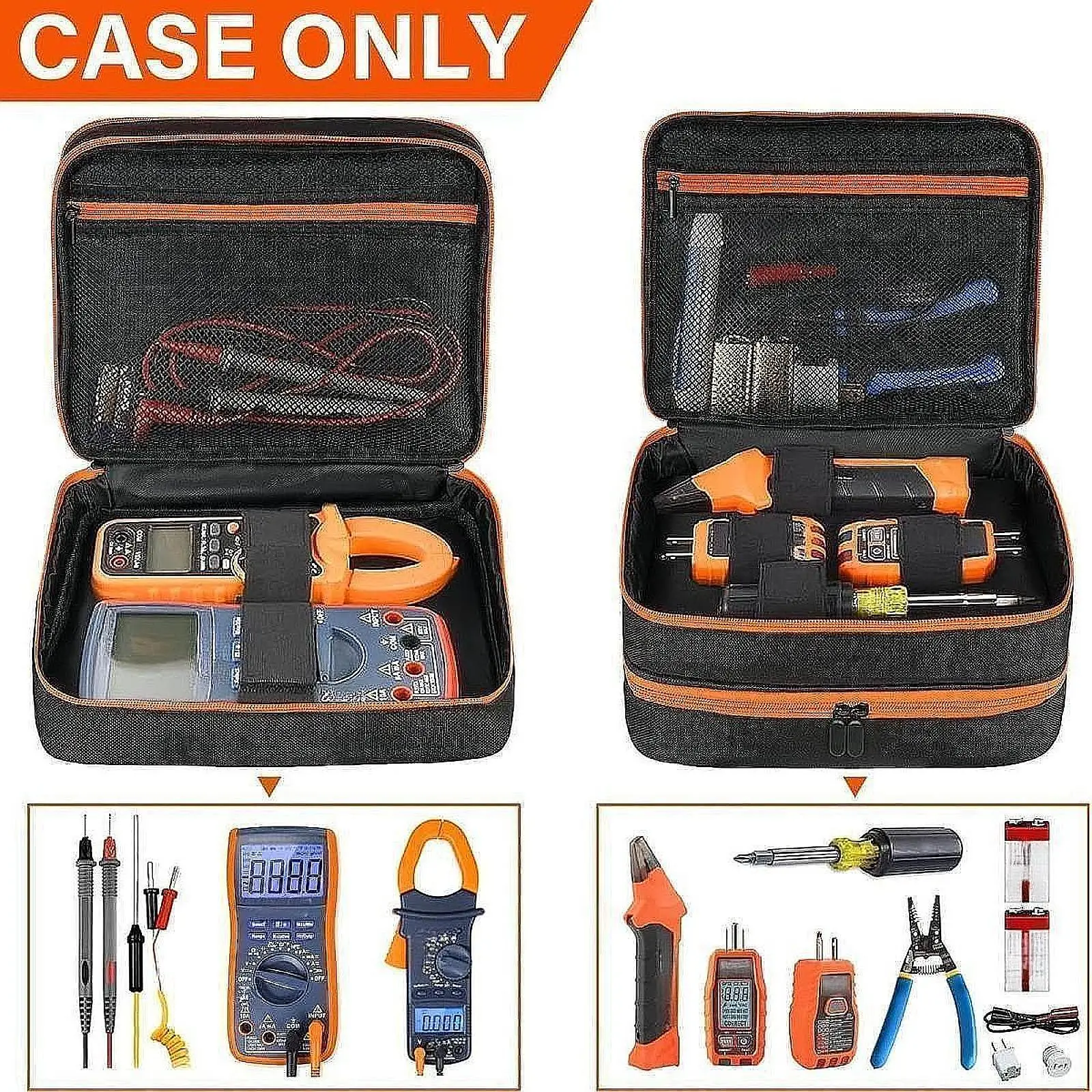 Multimeter Carrying Case Storage Cover for Digital Multimeter AC Circuit Breaker Finder Electrical Test Kit Cables Outlet Tester