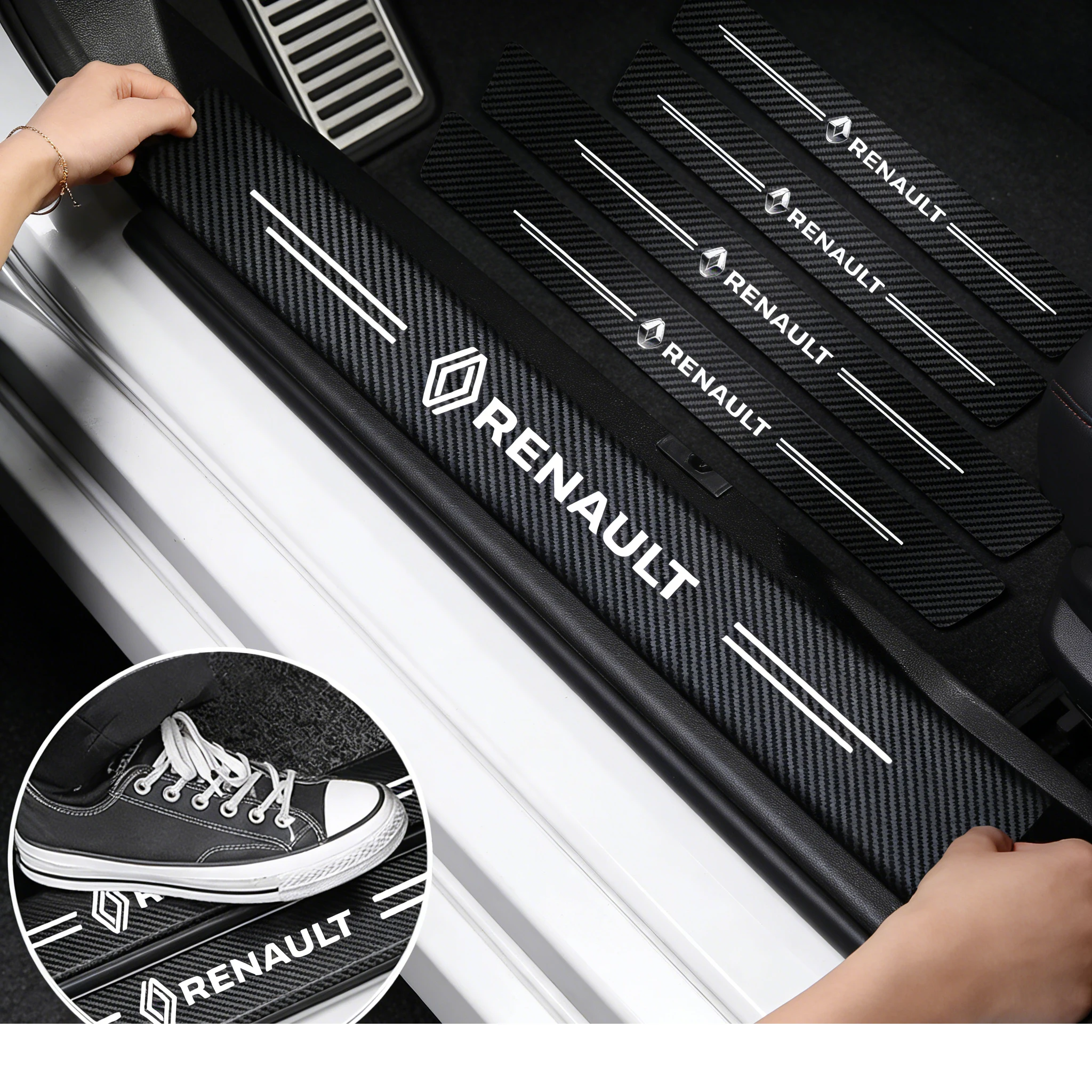 

Protective tape for car door sills, sport accessories, fits Renault Clio, Megane, Captur, Master, Logan, Kangoo, Trafic, Duster,