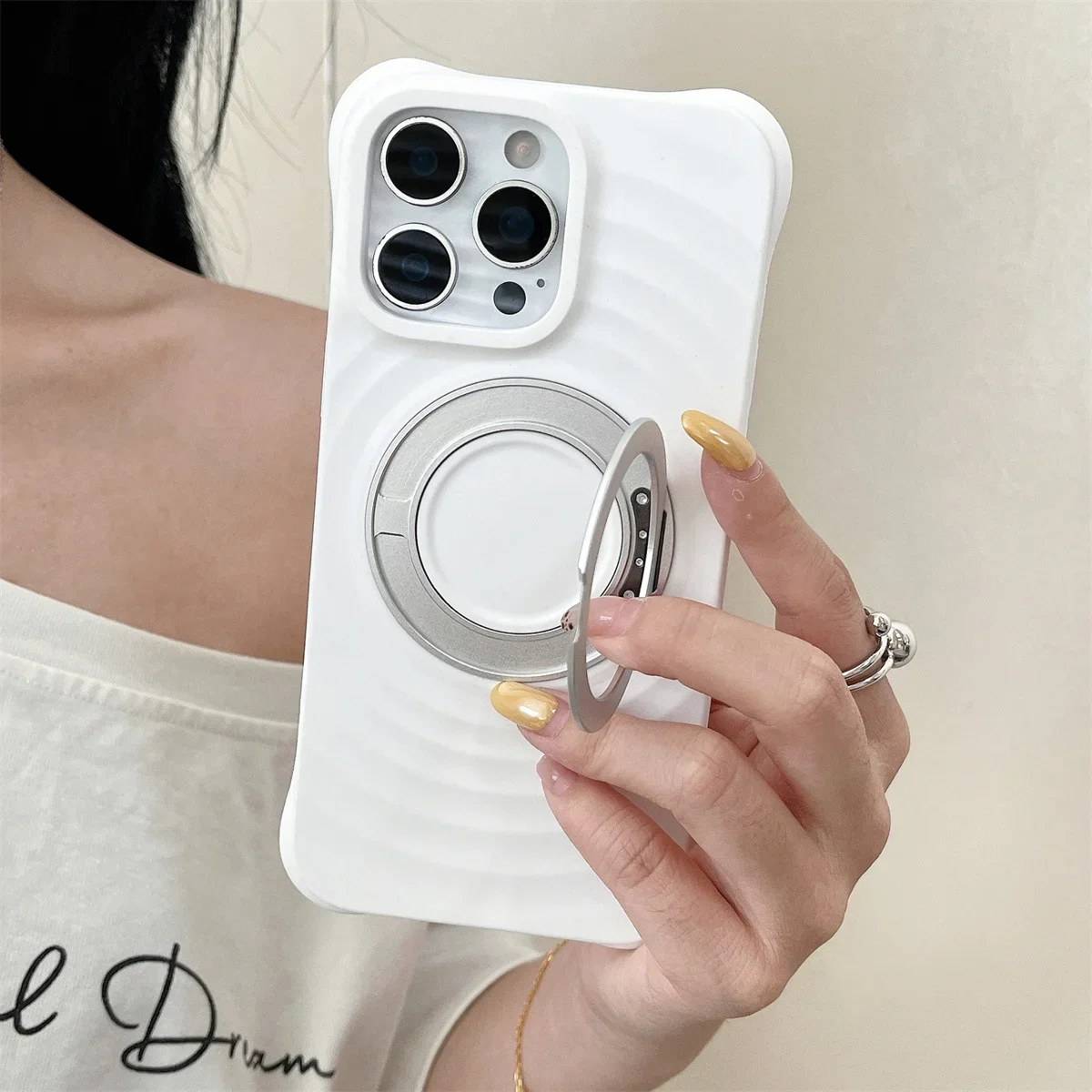 

Магнитный силиконовый чехол для телефона с водной рябью для iPhone 17, Air 16, 15, 14 Pro Max, чехол-кронштейн с беспроводным зарядным кольцом Magsafe