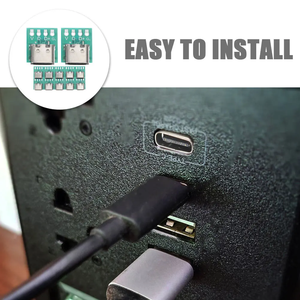 

12 шт., разветвитель USB C типа 3,1, преобразователь печатной платы Diy для удлинительного кабеля для передачи данных, адаптер USB C-гнездовой платы, адаптер-концентратор