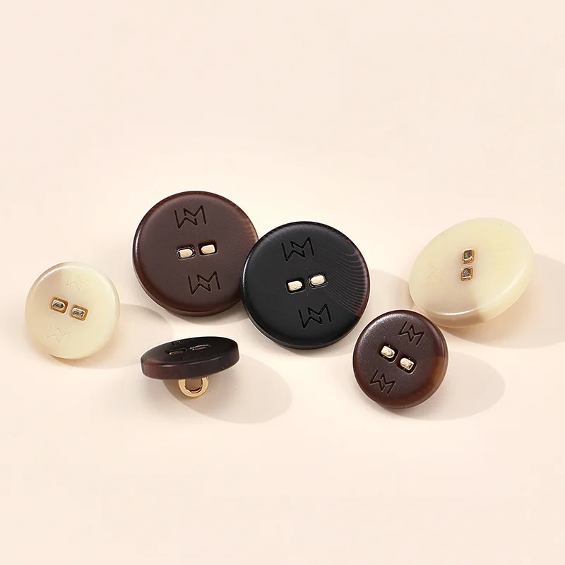 20pcs/bag Fashionable Retro Pattern Creative Resin Two Eyes Versatile Buttons Suit Jacket Cuffs Decorative Clothing Buttons