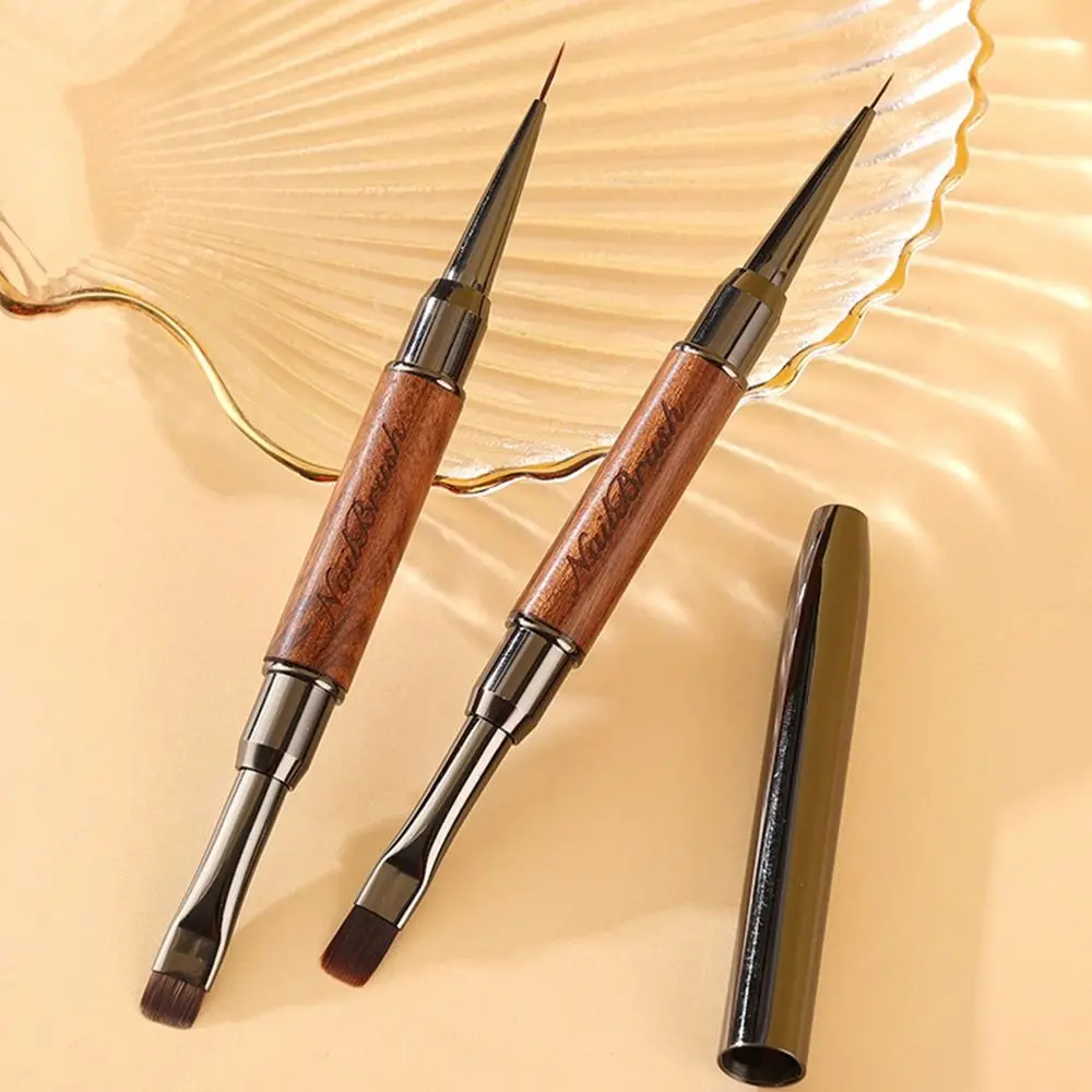 Poteau en bois de santal, brosse professionnelle à double extrémité pour revêtement d'ongles, stylo de peinture pour Nail Art, Application d'ongles en Gel