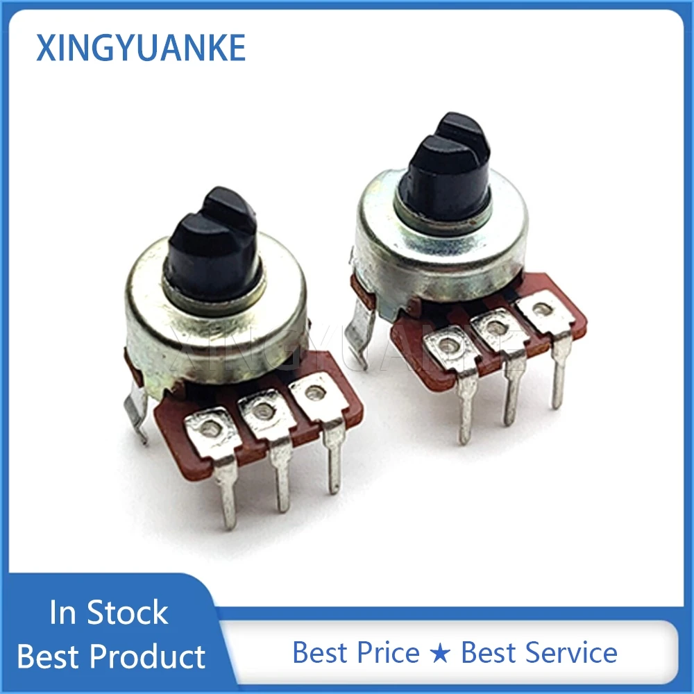 5PCS 121 Type Single Vertical B200K B204 Power Amplifier Audio Volume Potentiometer 3-Pin Diameter 12MM D Shaft Length 5mm