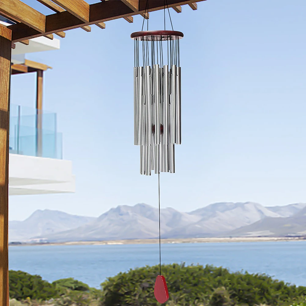 

27 Tubes Metal Wind Chimes Anti-rust Silver Tube Wind Chime Outdoor Decoration Wind Bell Multi-tube Wind Chime for Garden Yard