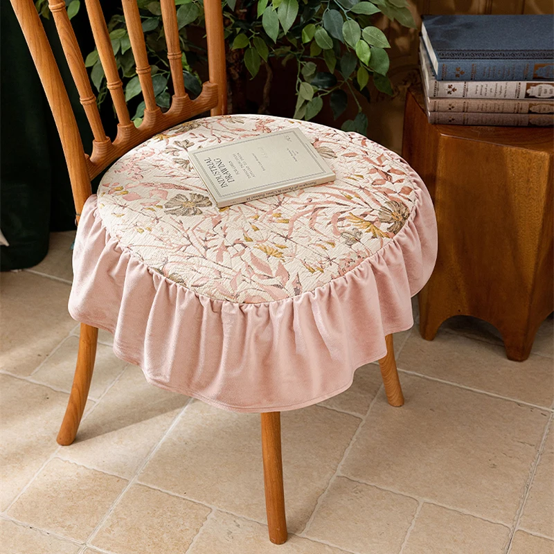 Flannel Chair Cushion Retro Diningchair Cover Universal Home Decor Custom Tablecloth Table Runner Set Chenille Flower Tablecloth