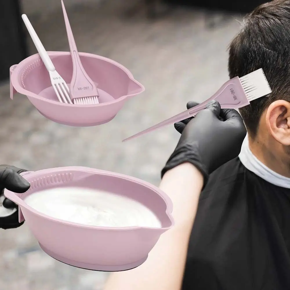3PCS Hairdressing Professional Hair Dyeing Kit DIY Anti-slip Multi-Color Mixing Bowl Brush Hair Styling Durable