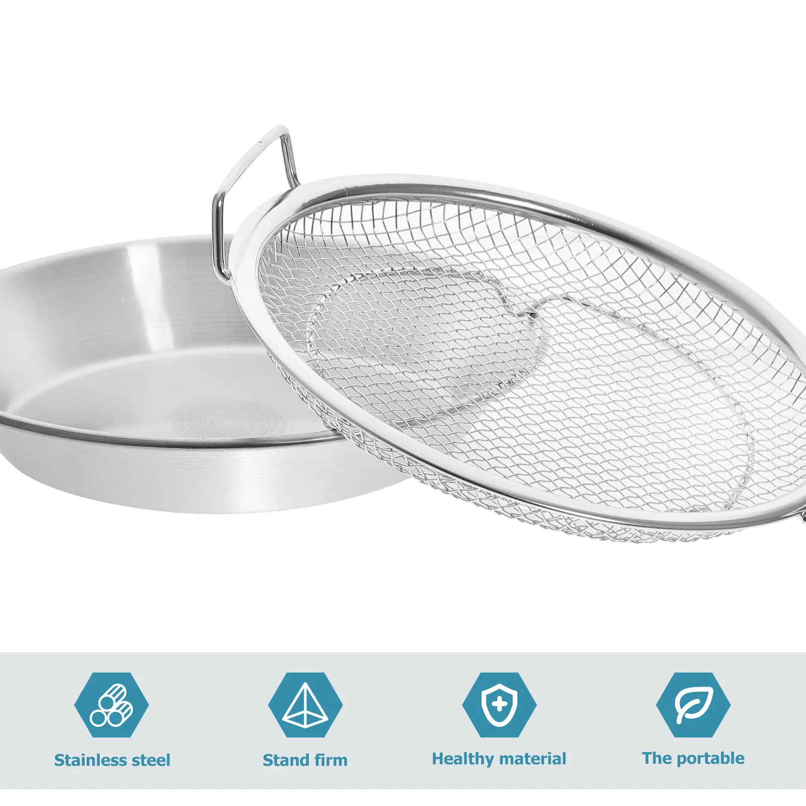 

Frying Drain Net Air Crisper Basket Pan Fryer Fried Chicken Serving Plate Fruit Tray Household Food