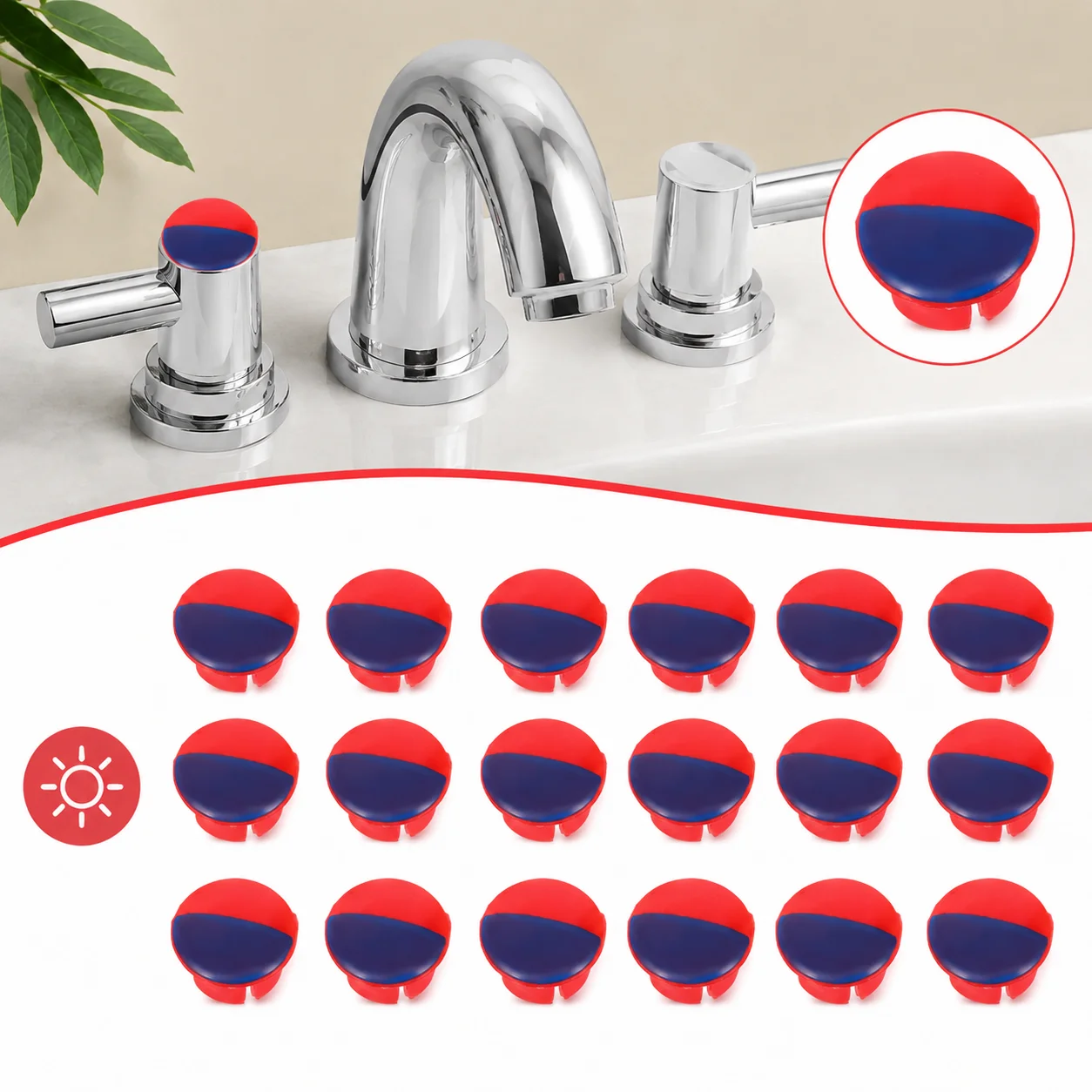 20pcs Hot and Cold Faucet Caps Hot Cold Knobs Buttons Hot Cold Faucet Buttons Cold Hot Signs Faucet Temperature Indicator Signs