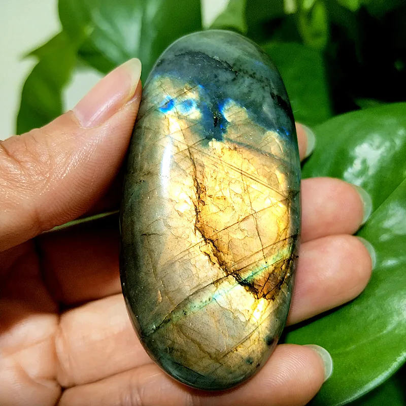 Natural Stones Labradorit Golden Guardian Palm Stone Spiritual Meditation Healing Yoga Exercise Feng Shui Crystal Room Ornaments