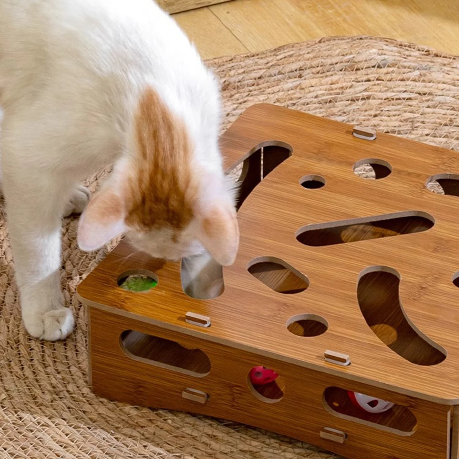 صندوق إثراء ملف أظافر القط مع 6 كرات لوحة خدش أظافر الحيوانات الأليفة للعبة المتاهة للقطط الداخلية لعبة القط التفاعلية ذاتية التمساح #4