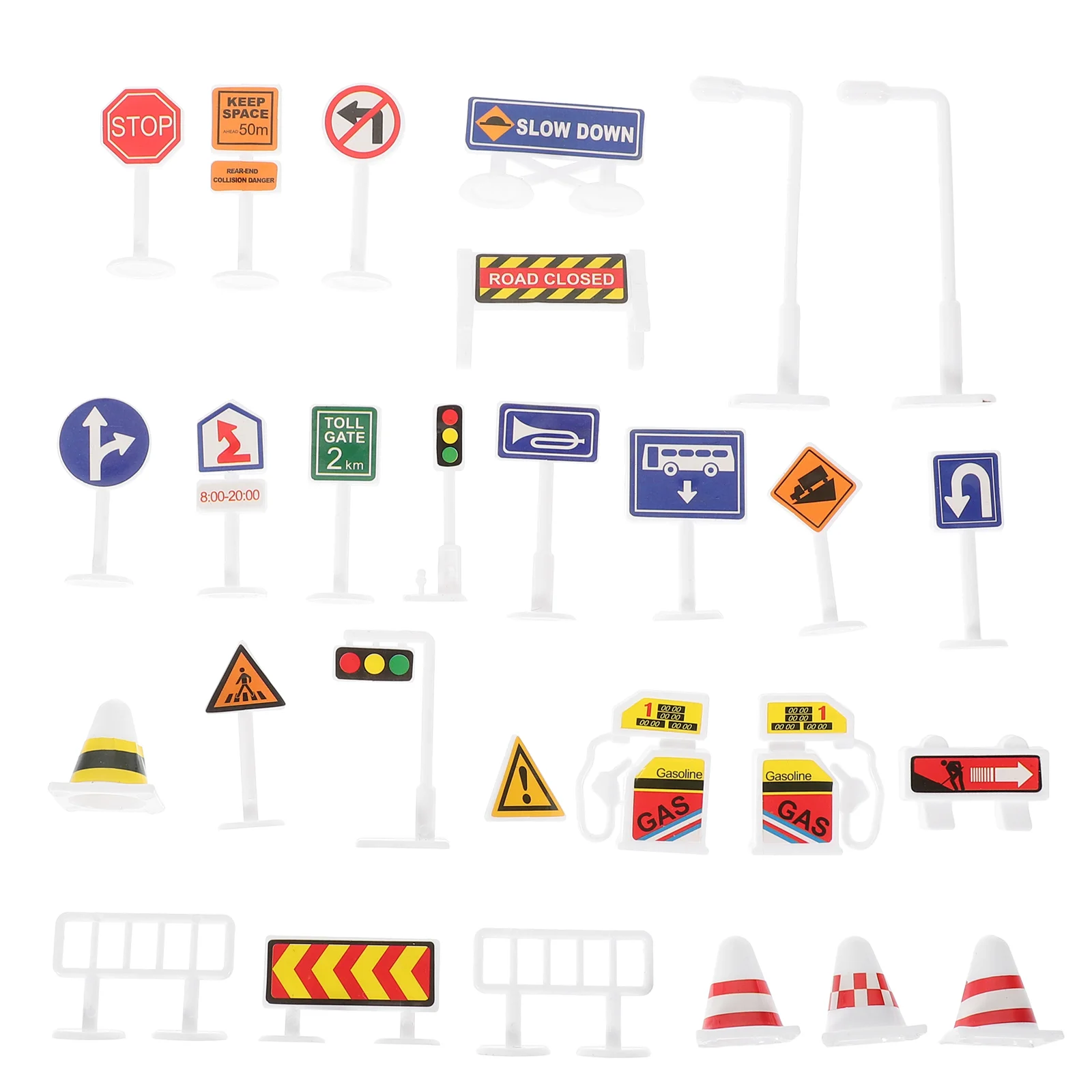 

28 Pcs Children's Traffic Signs Toy Street Ornament Models Road Light Piece Set