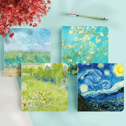 Cuadernos de página interior en blanco Monet & Van Gogh, Serie de pintura al óleo, arte cuadrado, cuaderno de bocetos para estudiantes, libro estampado de viaje