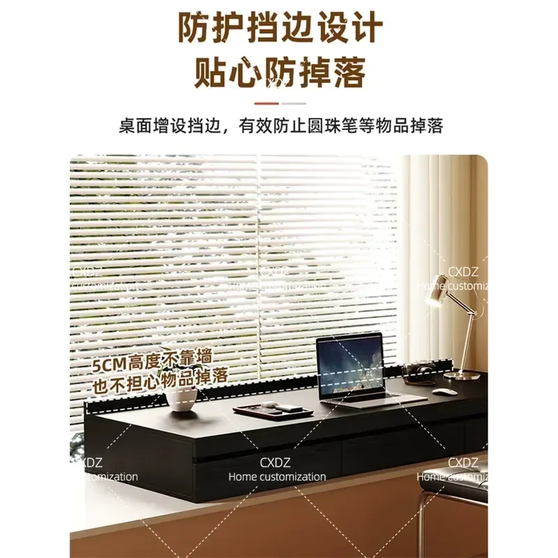 Solid Wood Desk Bay Window Table Custom Balcony Study Table Retractable With Drawers Locker Computer Table