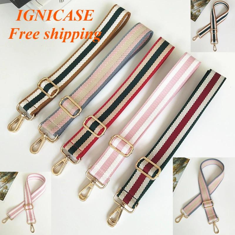 IGNICASE New Bag Strap Accessories Color Striped Shoulder Strap One Shoulder Oblique Span Adjustable Extended Versatile Strap