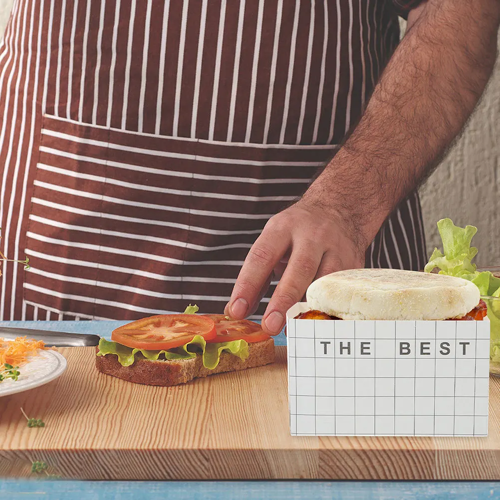 50 قطعة علبة ورق زيت البرجر صناديق ساندويتش مقاومة للزيت سعة كبيرة للحفلات لصالح الحلوى تعبئة حاوية الطعام شريط المطبخ