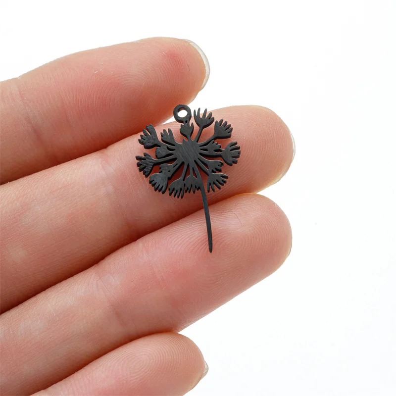 5Pcs/Lot Plant Dandelion Pendant Charm To Make Jewelry Girl Trinket Diy Stainless Steel Pendant Charms Bracelet Earrings