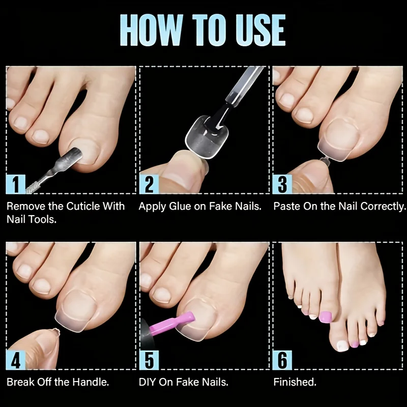 60/120/240 stuks acryl teennagels, veelkleurige/roze en nude Franse teennageltips, in M- en S-maten