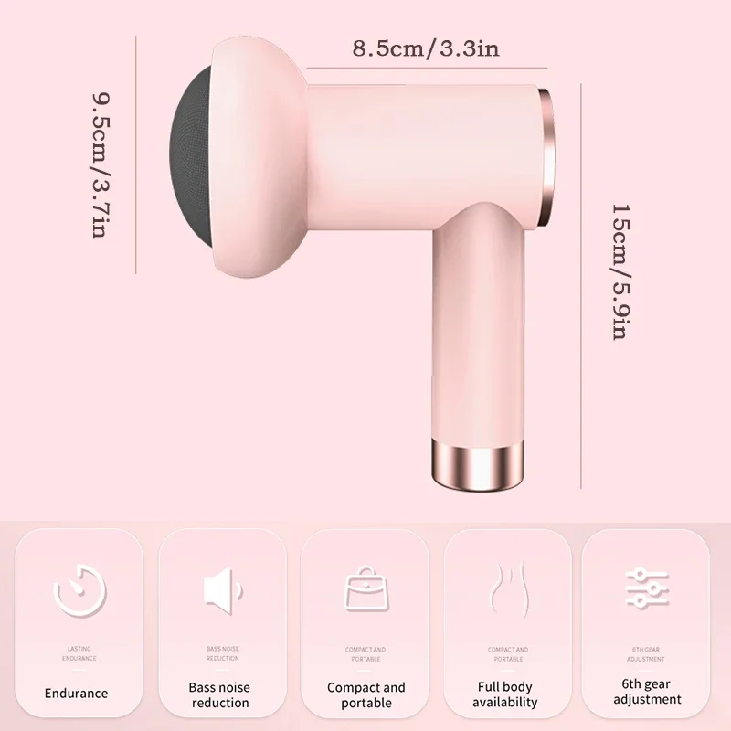 Massage Gun Wireless Charging Fat Pushing Machine Handheld Portable Massage Stick Neck, Waist, Shoulder Kneading Pink White Cake