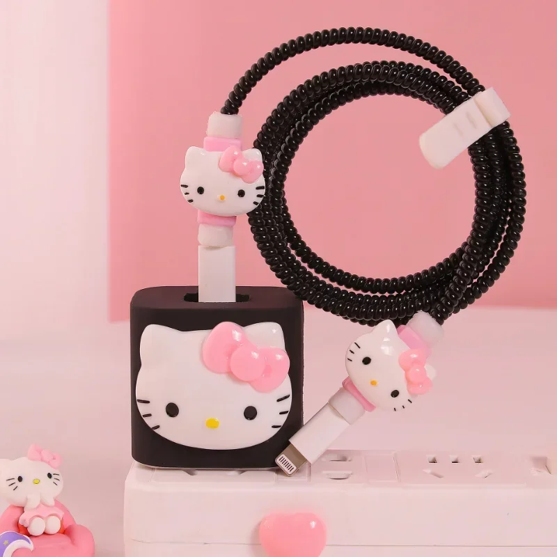 Cubierta protectora para Cable de datos de Hello Kitty, Kawaii Sanrio, cosas de gatito lindo de Anime, 20W, Protector de cargador de Iphone, cubierta de bobinado