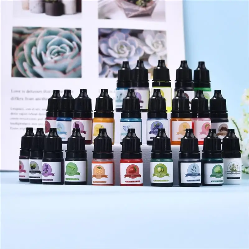 24 Colour DIY Epoxy Resin Pigment Kit Diffusion Candle Dyes Art Ink Alcohol Liquid Colorant Dye DIY Jewelry Making 5ml/Bottle