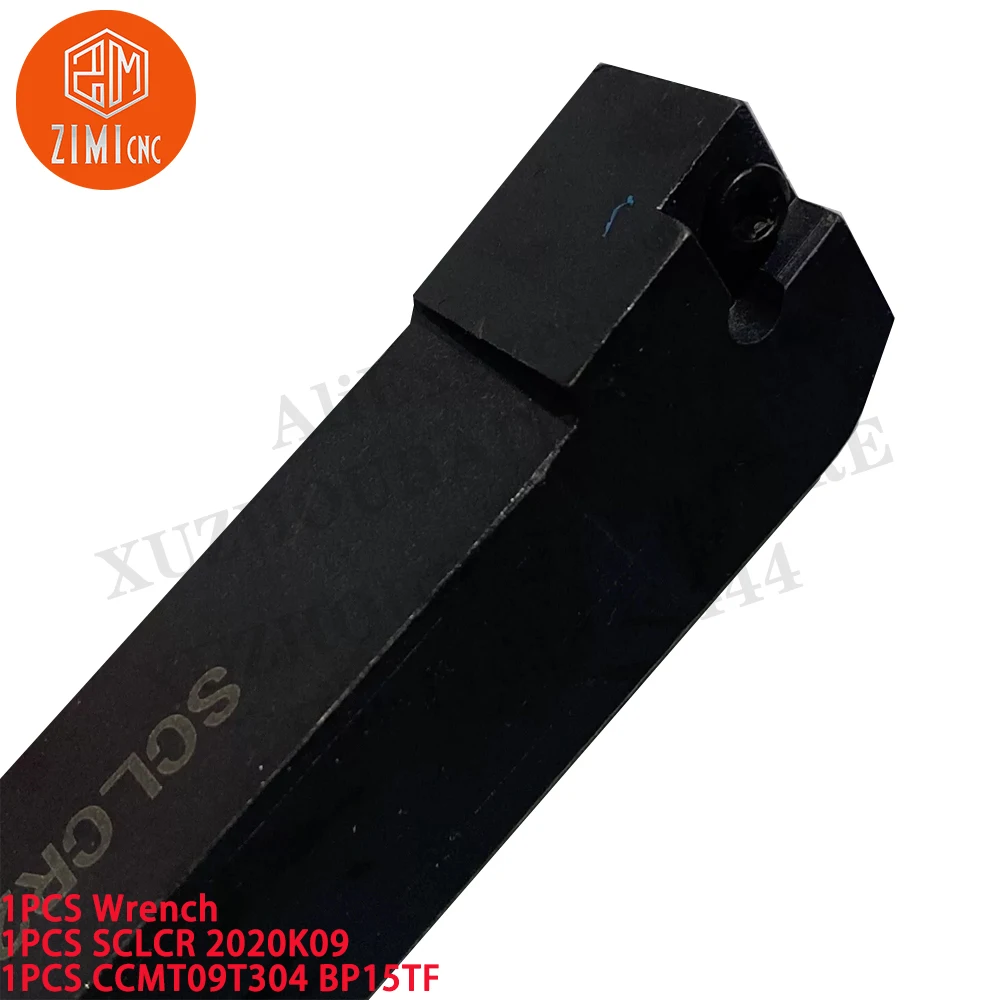 1PCS SCLCR2020K09 external turning holder 95 degree + 1PCS CCMT09T304 BP15TF Carbide Inserts CNC tools metal lathe cutting tools