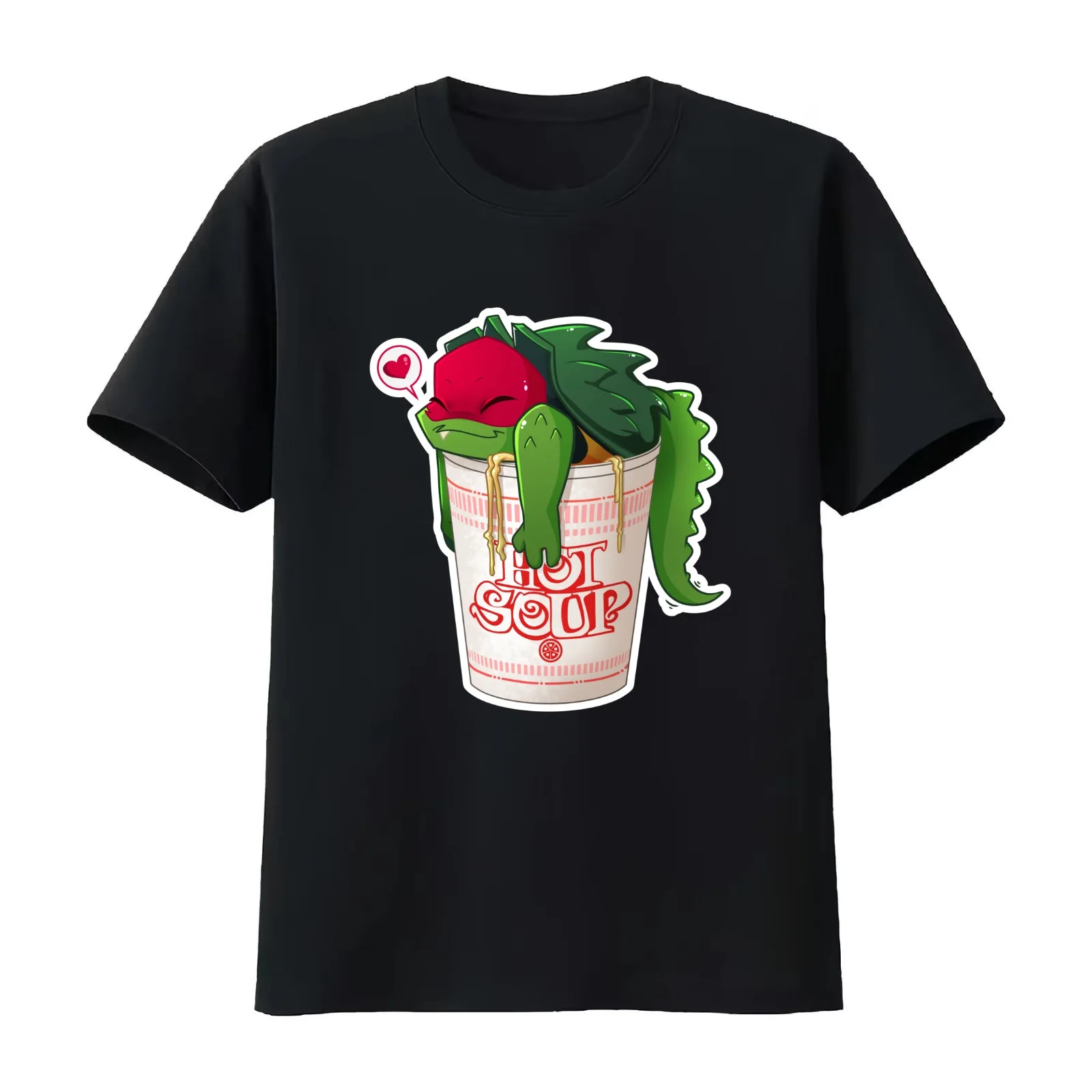 Red Soup T-Shirt Summer Casual Cotton Tee Oversized Streetwear Tops Vintage Graphic Print Loose Fit Short Sleeve
