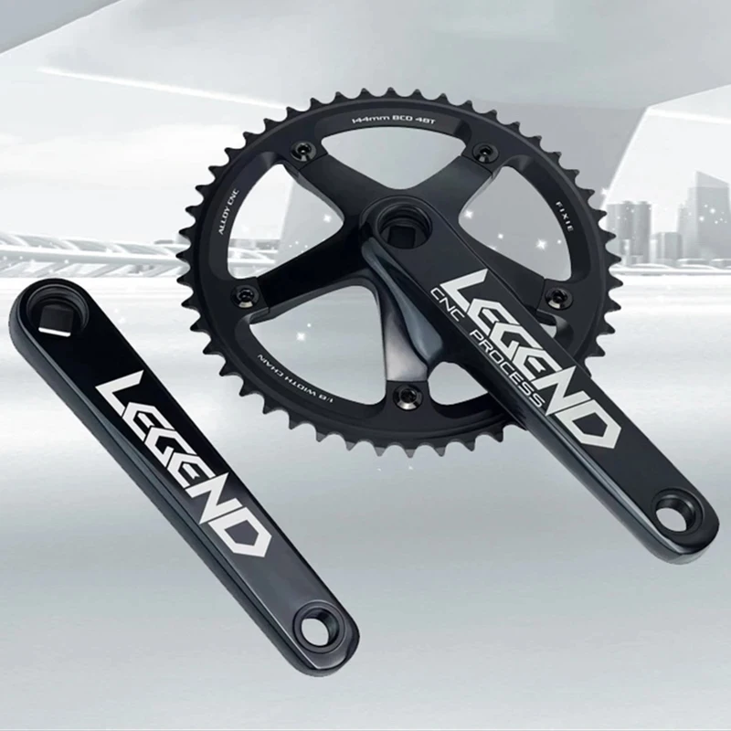 48T Square Hole LEGEND Fixie Single Speed Aluminum CNC Process Chianwheel 48T BCD144 165mm Crank Length Fixed Gear Bike Crank