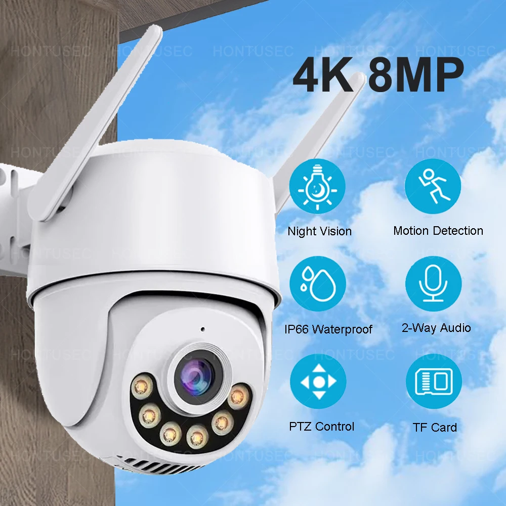 ICSEE 4K 8MP Wifi PTZ Camera 5MP Speed Dome Auto Tracking Outdoor Waterproof Color Night Vision Two Way Audio Security Camera