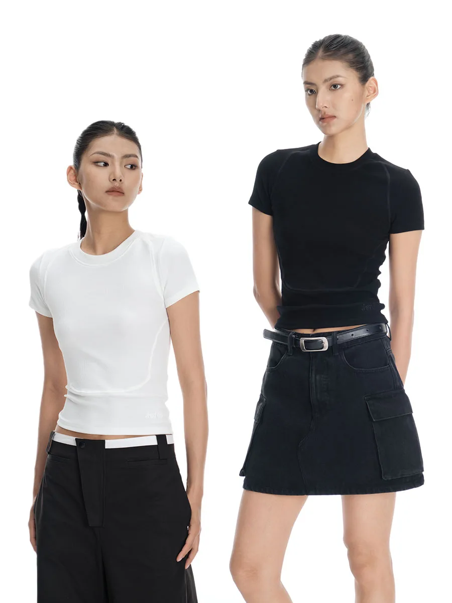 

White Long Sve Slim Fit Base Layer T-irt Original Design Casual Sle round Ne Cotton Polyester Blend AkoSf Center Tee