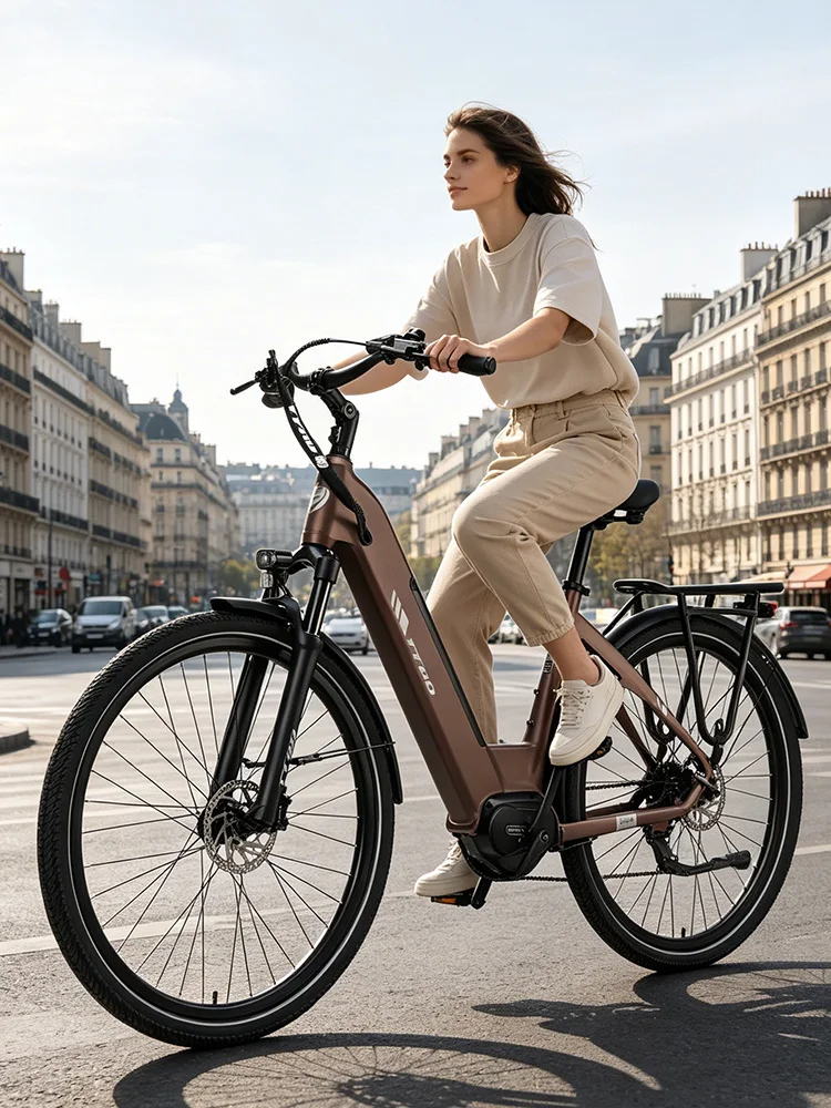 TTGO C7SE Elektrofahrrad mit Bafang 250W Mittelmotor, 36V18AH Akku, Hydraulischen Bremsen, Drehmomentsensor, 28 Zoll Reifen, Federgabel, E-Bike für Erwachsene