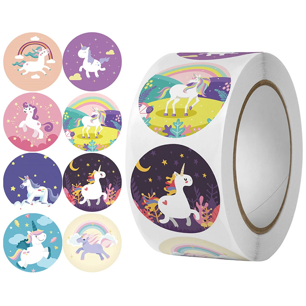 100-500pcs Cartoon Unicorn Sticker Kids Reward Sticker Gift Decoration Label Teacher Encouragement Student Stationery Stickers